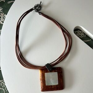 Brown and Silver Pendant Necklace
